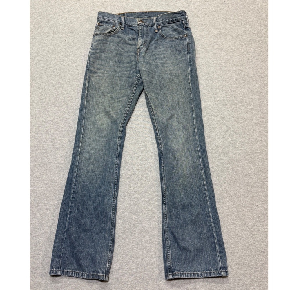 Levis 527 Slim Bootcut Jeans Mens 30x32 Faded Whiskered Medium Wash Blue Denim \